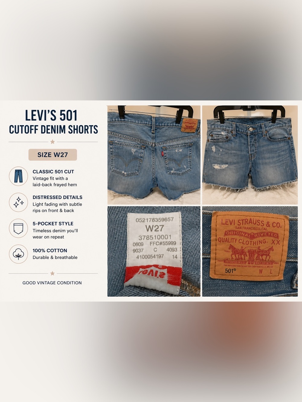 Levi's Light Blue Distressed Denim Cutoff Shorts